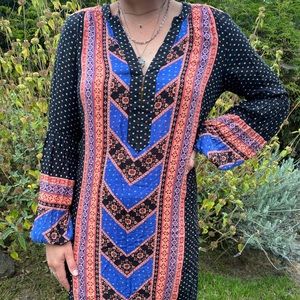 ❌SOLD❌ Free People Bandana/Quilted Floral Print Long Lantern Sleeved Dress/Tunic
